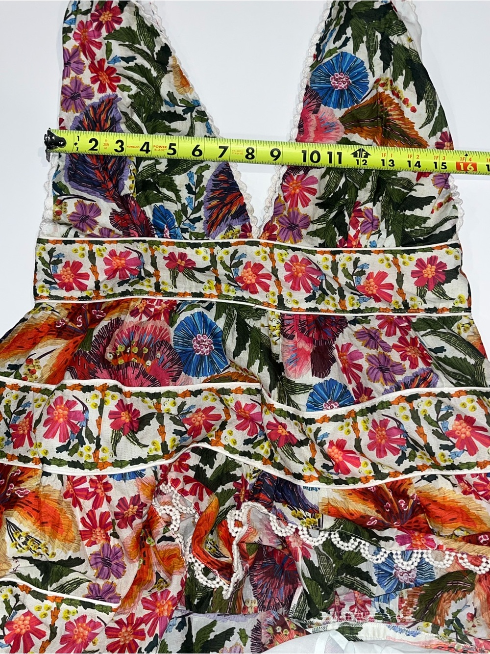 FARM RIO Off white Tropical Yard sleeveless tiered midi dress NWT - Picture 15 of 16